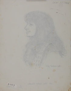 John Middleton Freeman. Portrait of a red haired girl. Ink drawing. 1970.