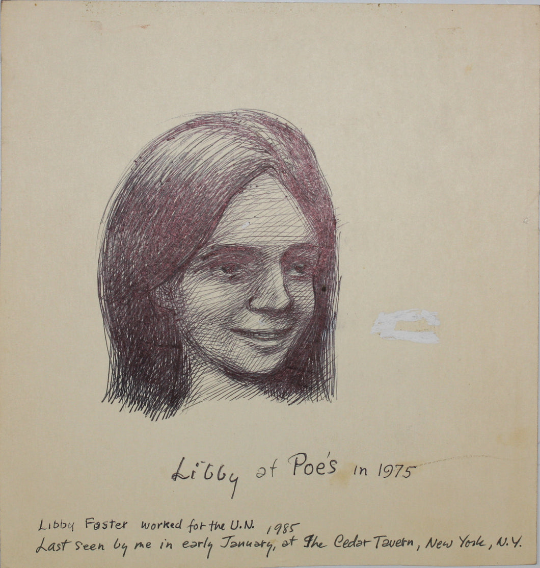 John Middleton Freeman. Portrait of Libby Foster. Ink drawing. 1975.
