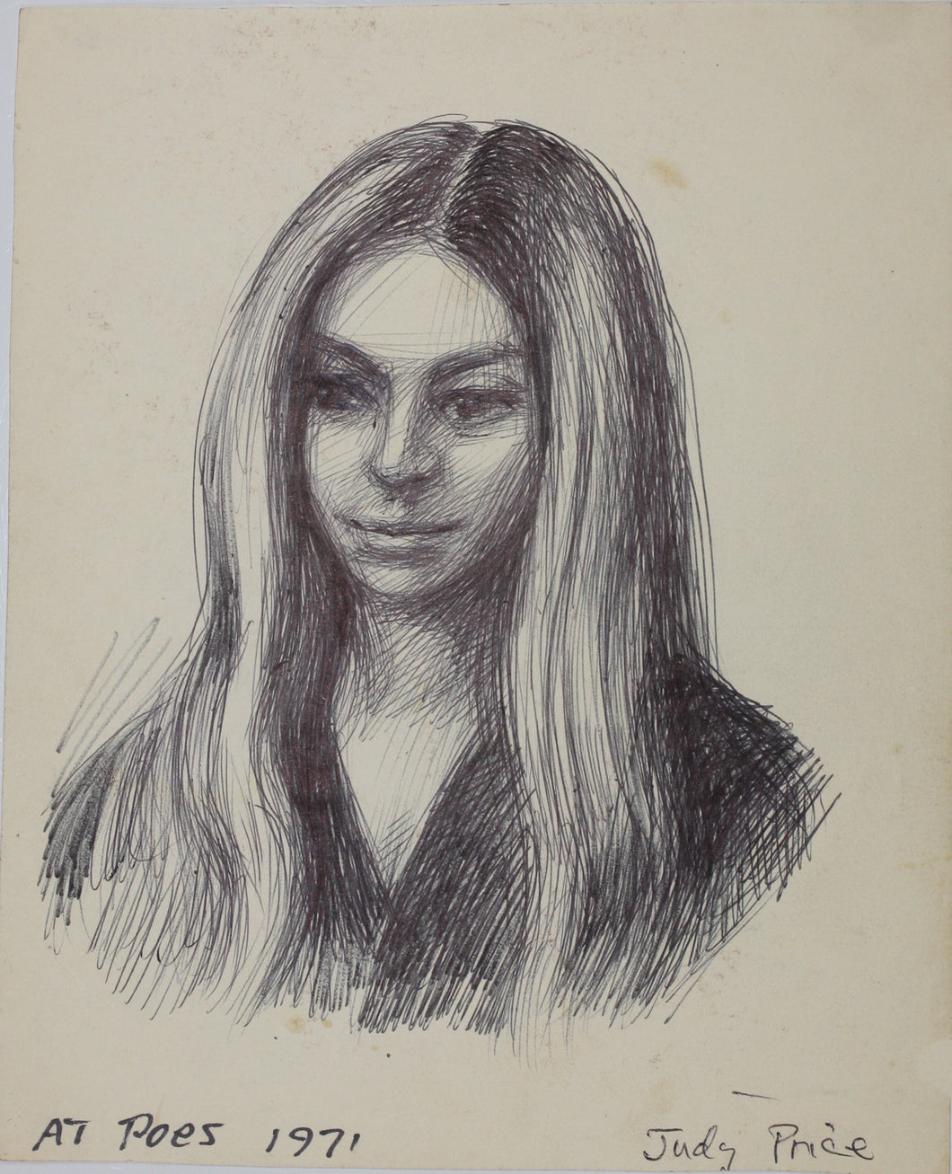 John Middleton Freeman. Portrait of Judy Price. Ink drawing. 1971.