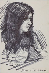 John Middleton Freeman. Portrait of Janet. Ink drawing. Late XX C.