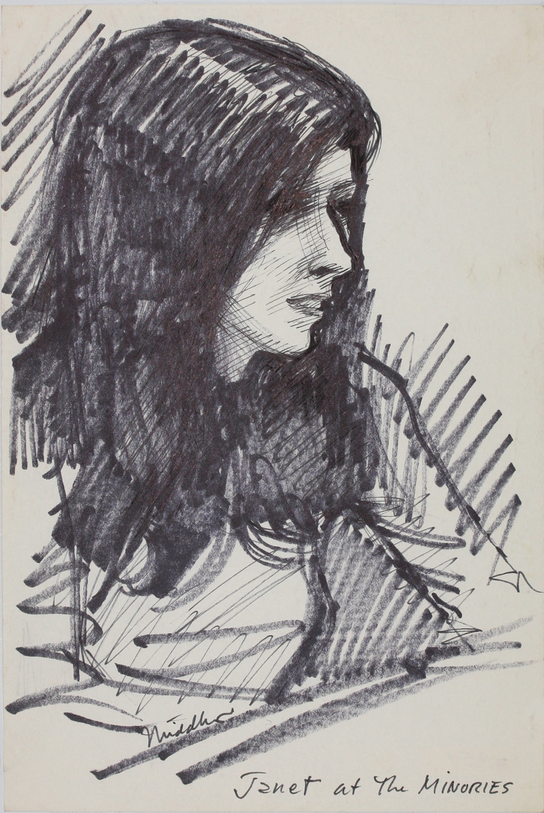 John Middleton Freeman. Portrait of Janet. Ink drawing. Late XX C.