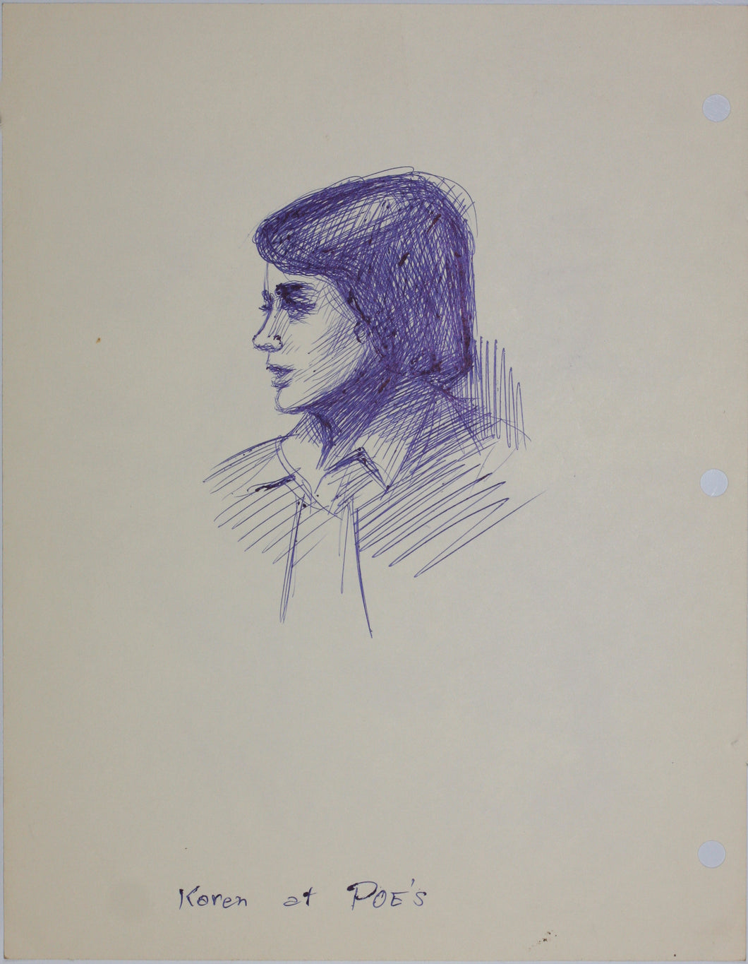 John Middleton Freeman. Portrait of Karen I. Ink drawing. Late XX C.