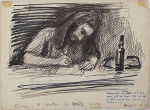 John Middleton Freeman. Portrait of Roscoe (Portrait of a writer). Ink drawing. 1975.