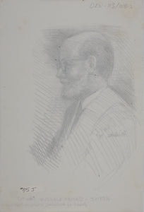 John Middleton Freeman. Portrait of an artist James Lincoln. Ink drawing. 1974.