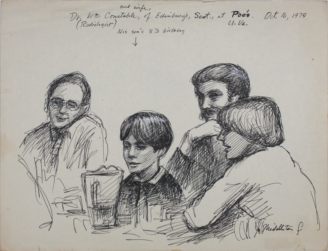 John Middleton Freeman. Portrait of Dr. William Constable. Ink drawing. 1979.
