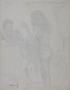 John Middleton Freeman. Portrait of Kathy & Tony. Ink drawing. 1985.