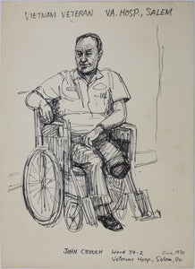 John Middleton Freeman. Portrait of John Crouch. Ink drawing. 1970.