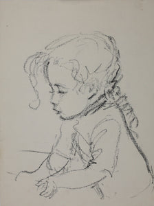 John Middleton Freeman. Portrait of a Little Girl. Graphite drawing. Late XX C.