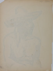 John Middleton Freeman. Portrait of a Man in a Sombrero. Ink drawing. Late XX C.