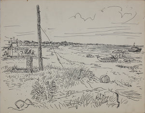 John Middleton Freeman. Coastal seascape. Ink drawing. Late XX C.