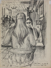 Load image into Gallery viewer, John Middleton Freeman. Cedar Tavern, New York. Ink drawing. 1969.
