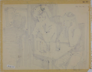 John Middleton Freeman. At the Virginian. Portrait of Suzy "Creamcheese." Ink drawing. 1975.