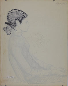 John Middleton Freeman. Portrait of Mildred. Ink drawing. Late XX C.