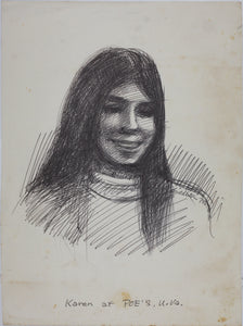 John Middleton Freeman. Portrait of Karen II. Ink drawing. 1975.