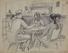 Load image into Gallery viewer, John Middleton Freeman. The Snack Bar at the U.Va Hospital. Ink drawing. 1970.
