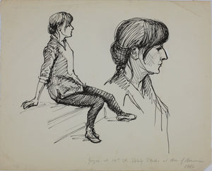 John Middleton Freeman. Portrait of Joyce. Ink drawing. 1966.
