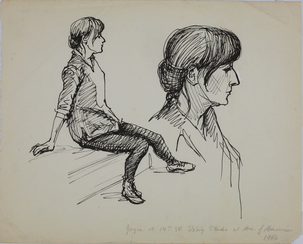 John Middleton Freeman. Portrait of Joyce. Ink drawing. 1966.