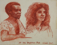 Load image into Gallery viewer, John Middleton Freeman. At the Dubliner Pub Wash. DC. Sanguine drawing. Late XX C.

