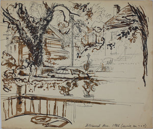 John Middleton Freeman. Elliewood Avenue. Charlottesville, VA. Ink drawing. 1966.