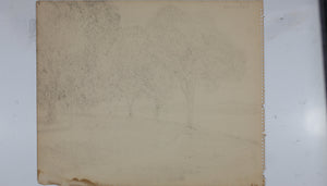 John Middleton Freeman. Portrait of an artist in the open air. Black Conte crayon drawing. 1947.