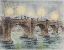 Load image into Gallery viewer, John Middleton Freeman. Waterloo Bridge. Pastel painting. 1935.
