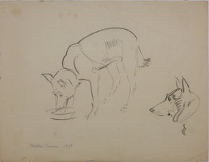 John Middleton Freeman. Sketch of a dog. Graphite drawing. 1938.