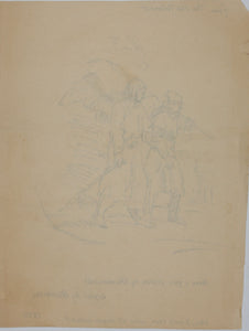 John Middleton Freeman. Tobias and the Angel after Rembrandt. Ink drawing. 1938.