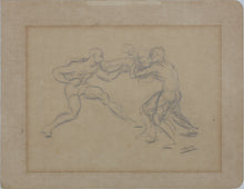 Load image into Gallery viewer, Monogrammist APS. Boxing scene. Graphite drawing. Mid XX C.
