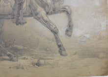 Load image into Gallery viewer, Unknown German artist XIX C. Portrait of an officer on horseback. A preparatory drawing for printmaking. 1878.
