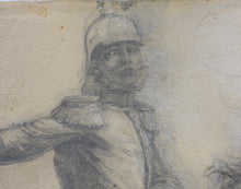 Load image into Gallery viewer, Unknown German artist XIX C. Portrait of an officer on horseback. A preparatory drawing for printmaking. 1878.
