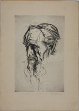 Load image into Gallery viewer, Unknown artist. Portrait in classical style of an old bearded man. Signed illegible. Etching. XX C.
