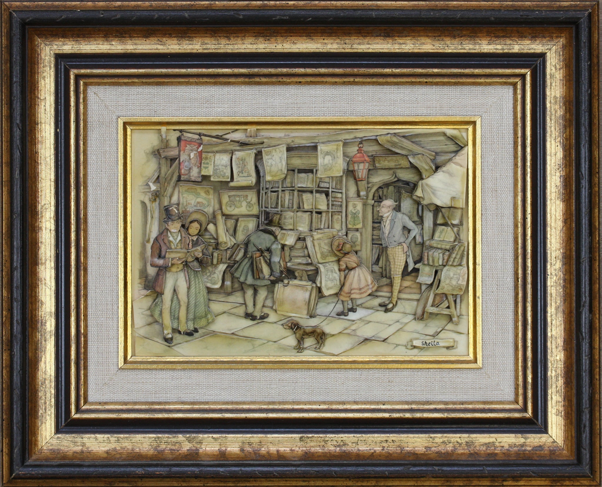 Anton Pieck, after. The Old Print Shop. 3D Layered Shadowbox