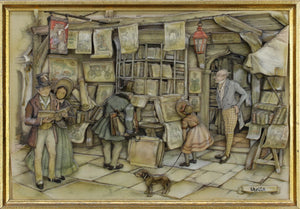Anton Pieck, after. The Old Print Shop. 3D Layered Shadowbox by Sheila. XX C.