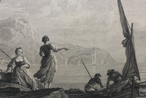 Lacroix de Marseille. View of the port and gulf of Calvi on the island of Corsica. Engraving by Yves-Marie Le Gouaz. 1777.
