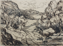 Load image into Gallery viewer, Lester George Hornby, attributed to. Mountain landscape with shepherd. Etching. XX C.
