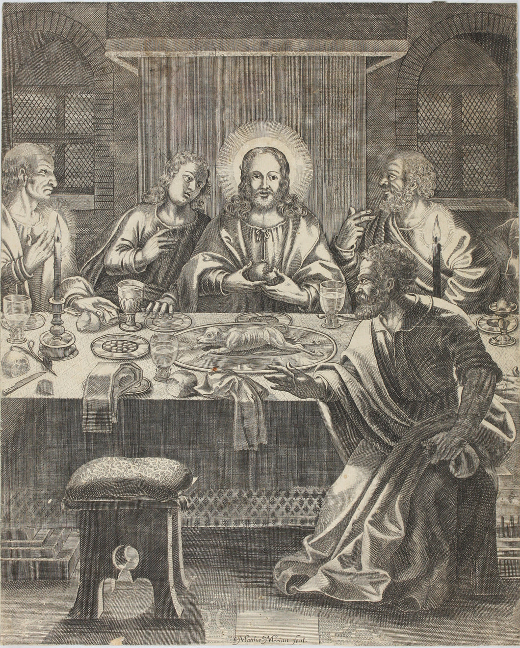 Matthäus Merian I. The Last Supper. Engraving. XVII C.