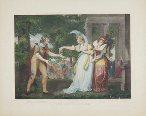 John Downman, after. Shakespeare. As you like it. Act I. Sc. II. Engraved by William Satchwell Leney. Hand-colored. 1800.