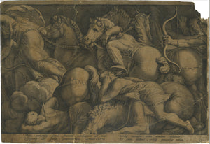 Jan Saenredam after Hendrick Goltzius after Polidoro da Caravaggio. The Punishment of Niobe. 1594.