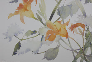 Susan Headley van Campen. Lilies And Hydrangea. Lithograph. 1984.
