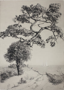 Walter Ronald Locke. Along the Gulf of Mexico. Florida. Etching. 1934.
