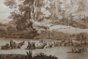 Claude Lorrain, after. A Landscape, with Cattle passing a Ford. Etching by Richard Earlom. 1775.