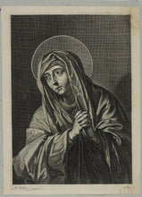 Load image into Gallery viewer, Philippe de Champaigne, after. Our Lady of Sorrows. Engraving by Adrian van Melar. Second half of the 17th century.
