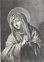 Load image into Gallery viewer, Philippe de Champaigne, after. Our Lady of Sorrows. Engraving by Adrian van Melar. Second half of the 17th century.

