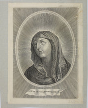 Load image into Gallery viewer, Guido Reni, after.  Adrian van Melar, after. The head of the Virgin. Engraving by C. Galle. Second half of the 17th century.
