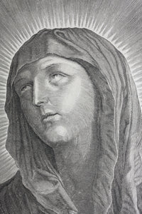 Guido Reni, after.  Adrian van Melar, after. The head of the Virgin. Engraving by C. Galle. Second half of the 17th century.