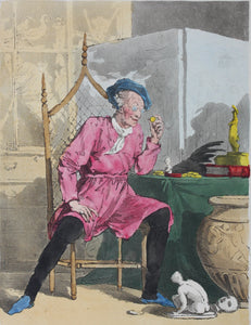 John Augustus Atkinson. The Virtuoso. Hand-colored aquatint. 1819.