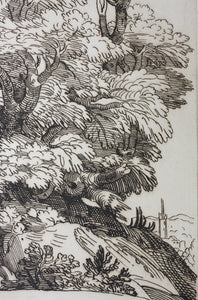 Annibale Carracci, after. Anne Claude de Caylus, after. Landscape with two large coupled trees. Chalcographie du Louvre, Musées Imperiaux. XIX C.
