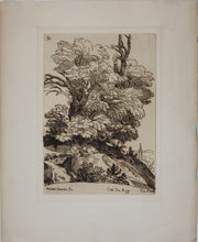 Load image into Gallery viewer, Annibale Carracci, after. Anne Claude de Caylus, after. Landscape with two large coupled trees. Chalcographie du Louvre, Musées Imperiaux. XIX C.
