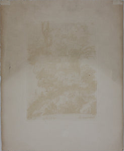 Annibale Carracci, after. Anne Claude de Caylus, after. Landscape with two large coupled trees. Chalcographie du Louvre, Musées Imperiaux. XIX C.