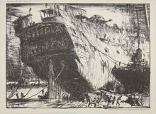 Load image into Gallery viewer, Frank Brangwyn ARA. Breaking up the Caledonia. Print. 1914.
